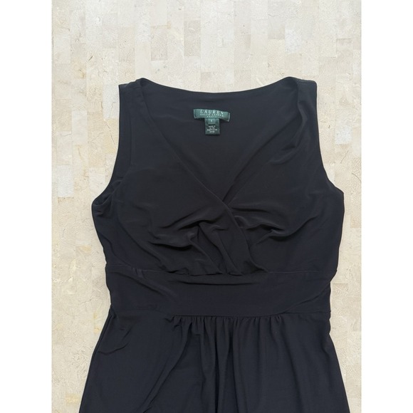 Lauren Ralph Lauren Maxi Dress Sz 6 Women's Black Classic Long Sleeveless Jersey - Picture 2 of 8